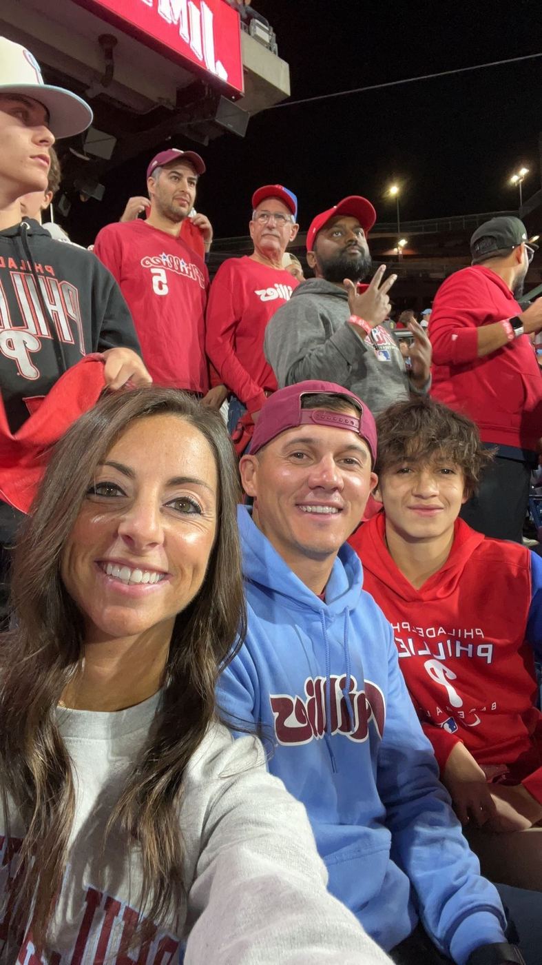 Tom with Briana and Jaxon at a Phillies baseball game